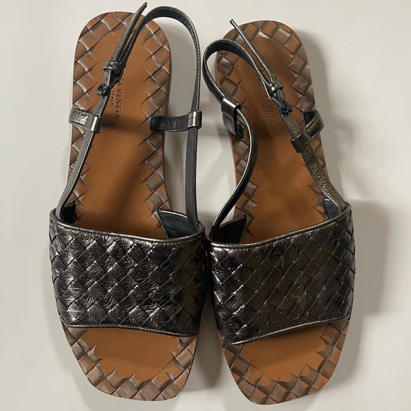 [Bottega Veneta] Ravello Pewter Braided Flat Strap Sandals Sz: 8 [EU 38] - Picture 3 of 9